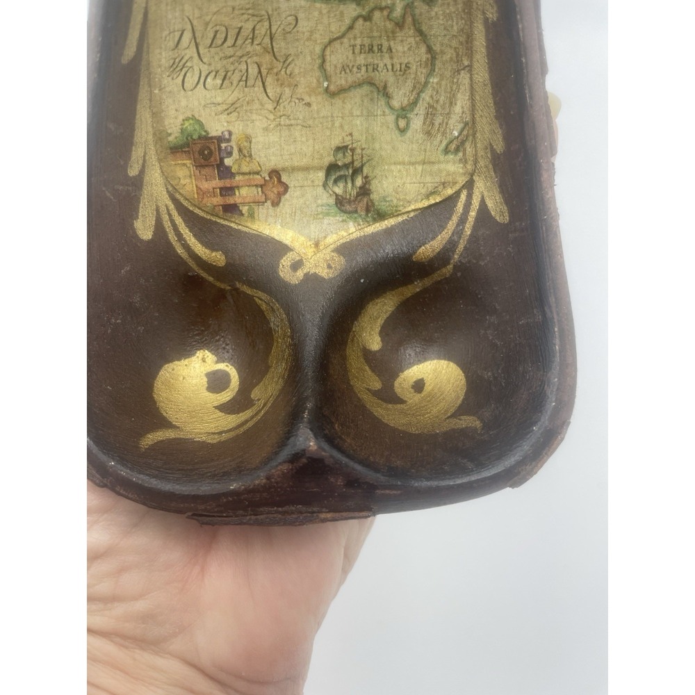 Antique Italian‎ Ceramic Double Pipe Holder Old World Map Handpainted SMR Italy - Picture 6 of 10